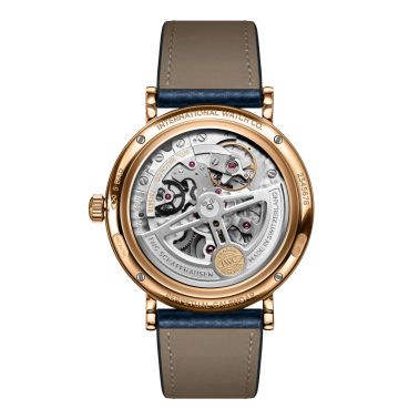 Montre IWC Portofino Calendrier Perpétuel automatique cadran argenté bracelet cuir 40 mm