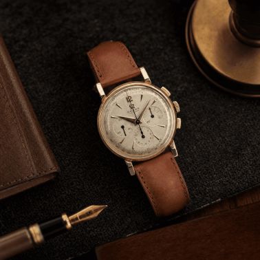 Omega Chronograph Caliber 321 rose gold 35 mm circa 1952 with Watch Certificate