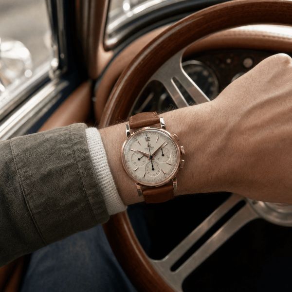 Omega Chronograph Caliber 321 rose gold 35 mm circa 1952 with Watch Certificate