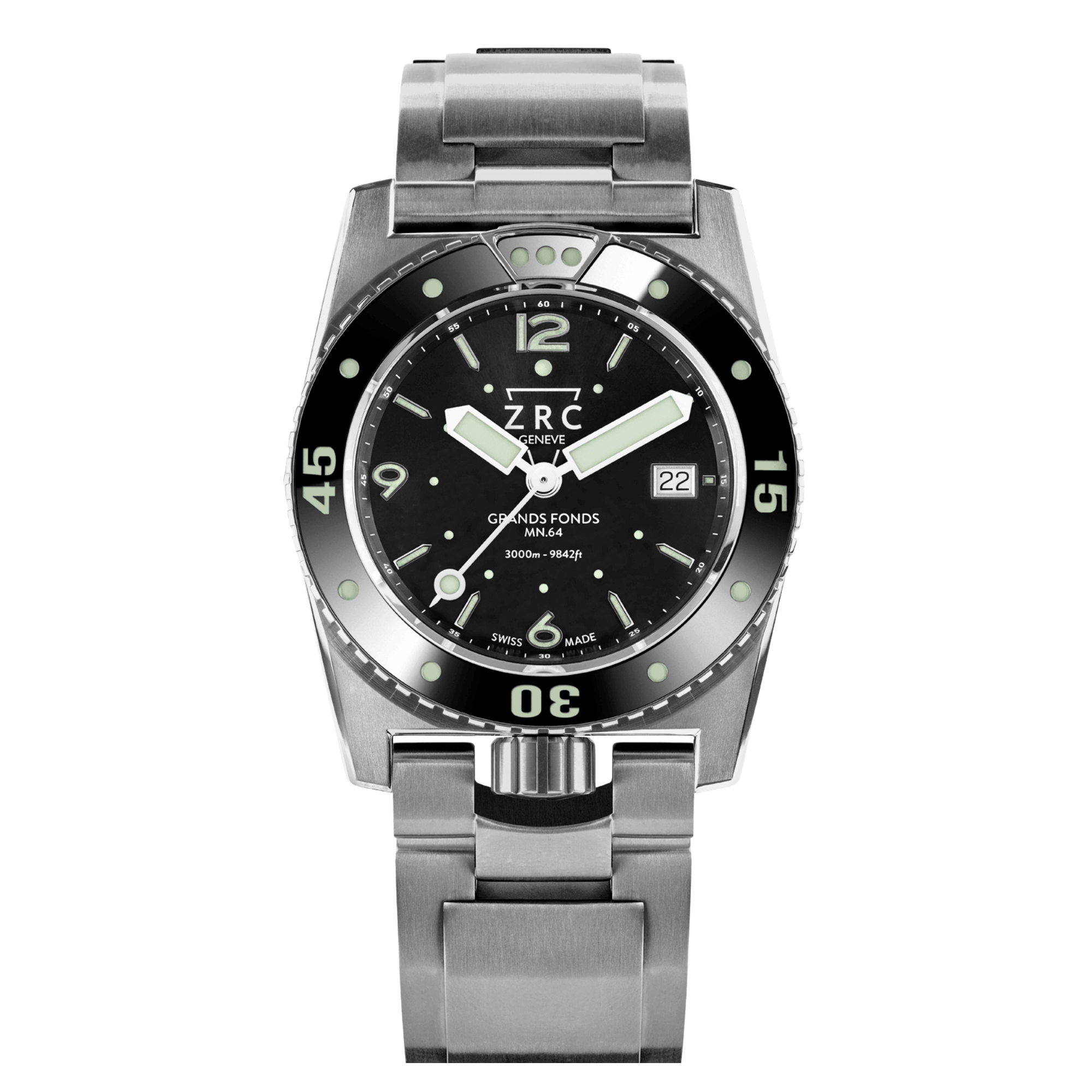 ZRC GRANDS FONDS MN64 FULL Titanium automatic black dial titanium bracelet 41,5 mm