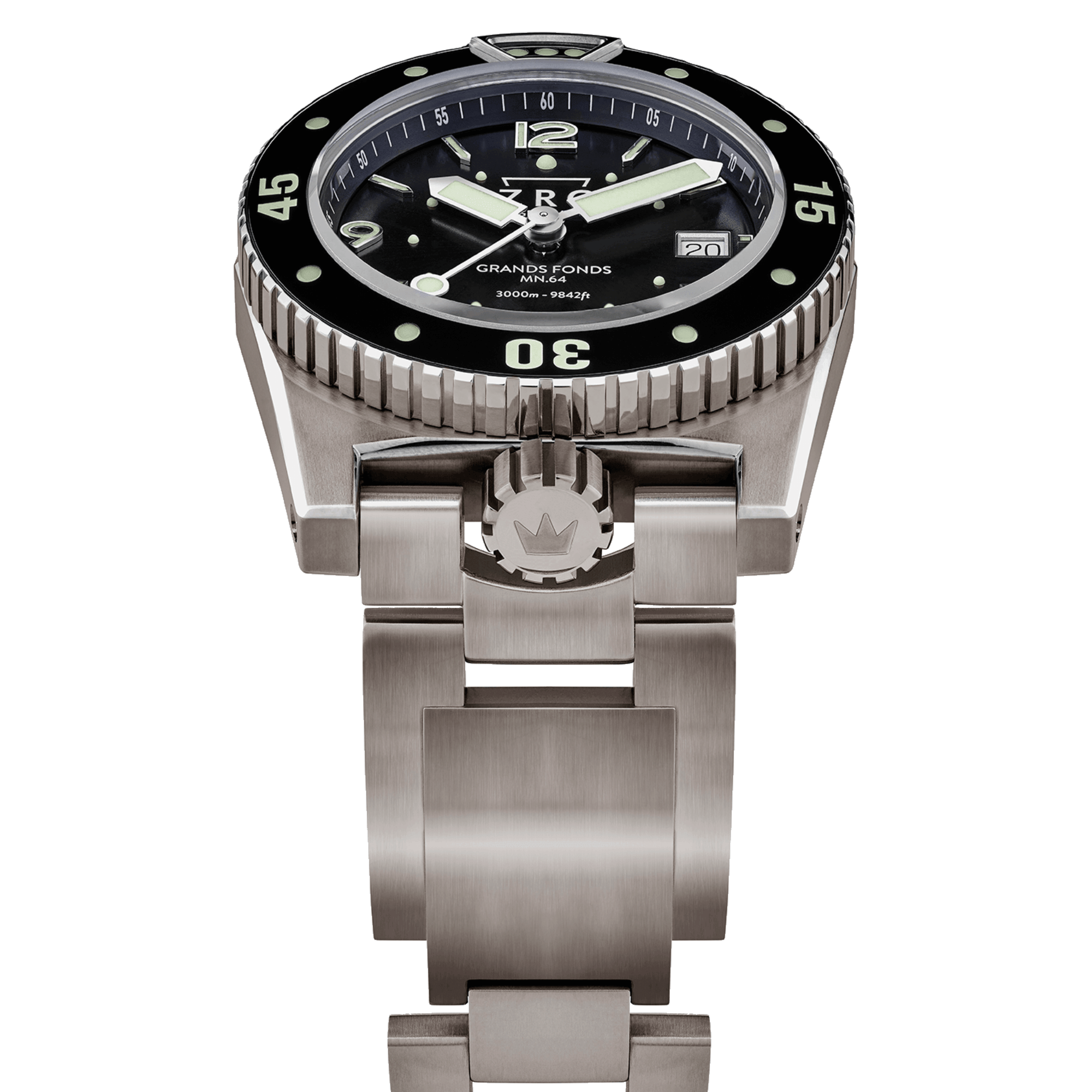 Montre ZRC GRANDS FONDS MN64 FULL Titane automatique cadran noir bracelet titane 41,5 mm