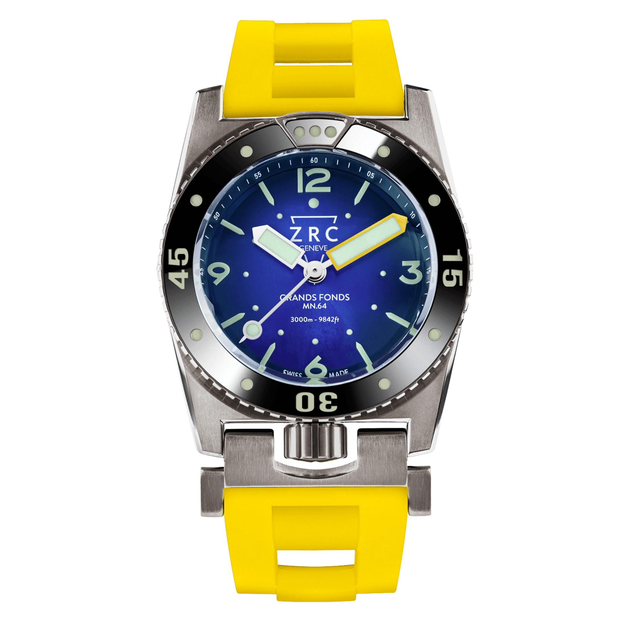 ZRC Grands Fonds MN64 Titanium Rubber Automatic Watch Gradient Dial Rubber Strap 41.5 mm