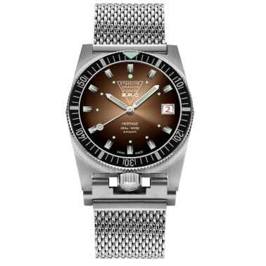 Montre ZRC GRANDS FONDS 300 HERITAGE cadran marron bracelet acier 39 mm