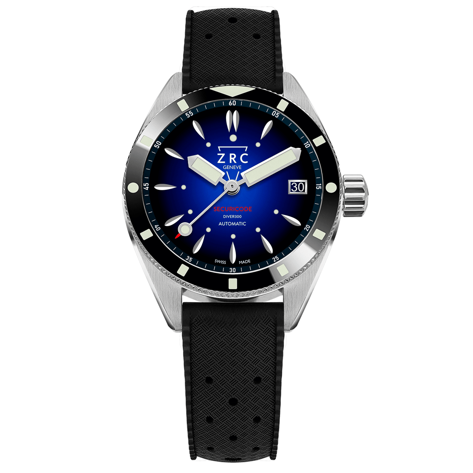 ZRC SECURICODE Diver 300 Rubber automatic blue dial tropic rubber strap 39 mm