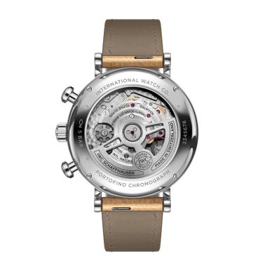 Montre IWC Portofino Chronographe automatique cadran argenté bracelet cuir 39 mm