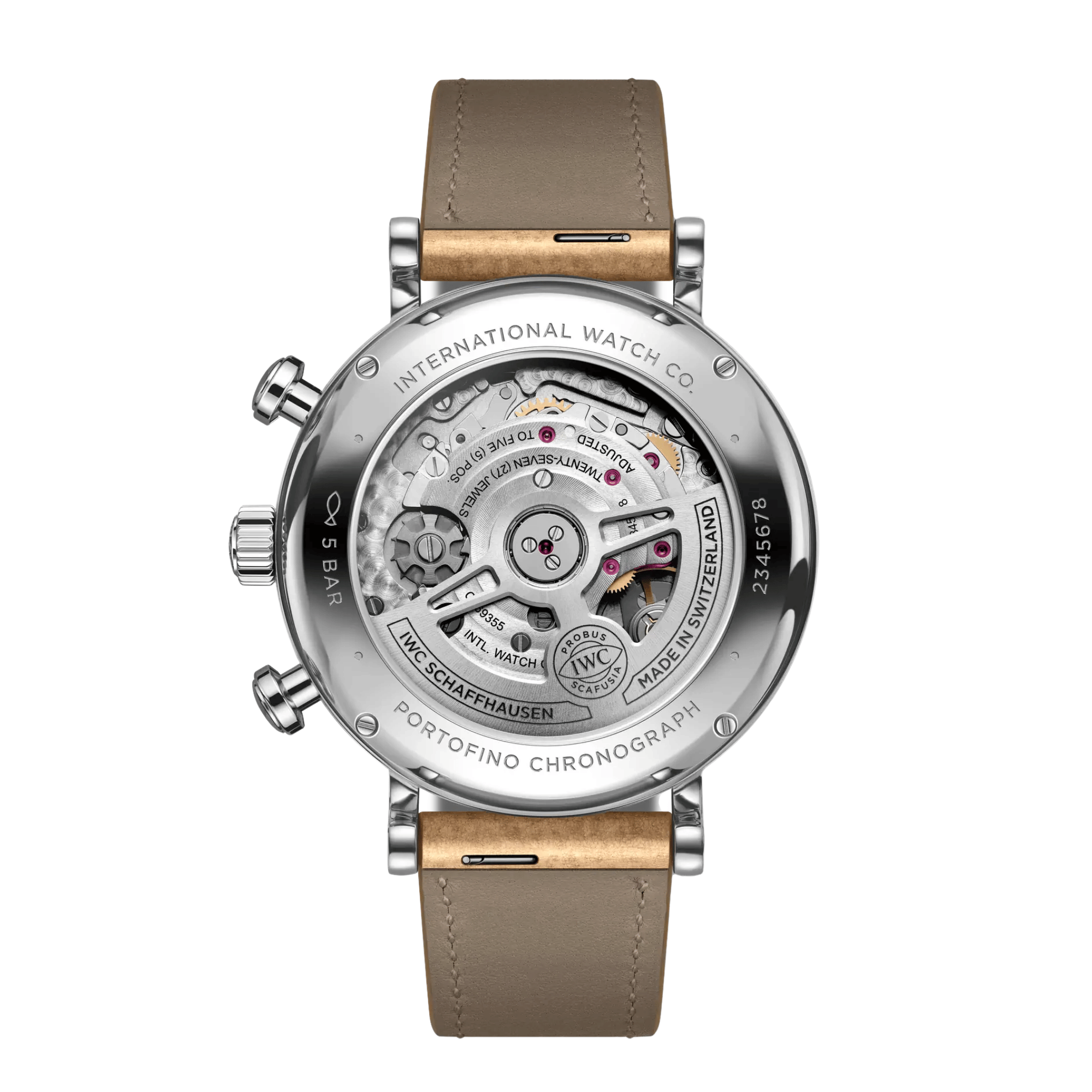 Montre IWC Portofino Chronographe automatique cadran argenté bracelet cuir 39 mm