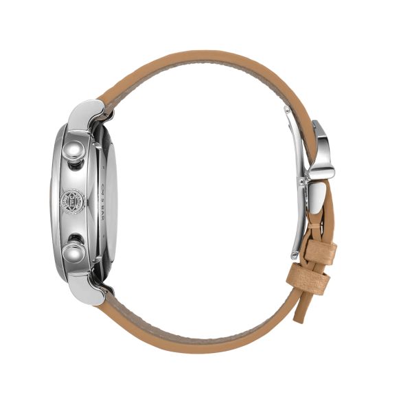 Montre IWC Portofino Chronographe automatique cadran argenté bracelet cuir 39 mm