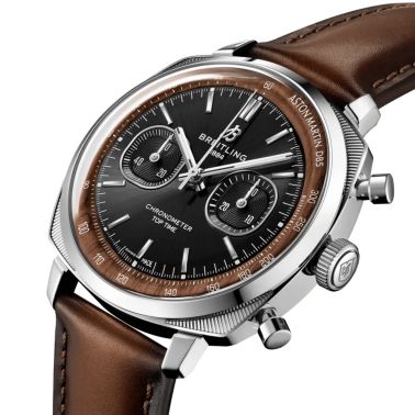 Montre Breitling Top Time 41 Tribute to Aston Martin DB5 automatique cadran noir bracelet cuir 41 mm