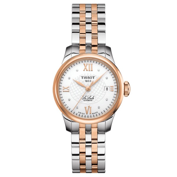 Montre Tissot T-Classic Le Locle Lady automatique cadran argent bracelet acier bicolore 25,3 mm