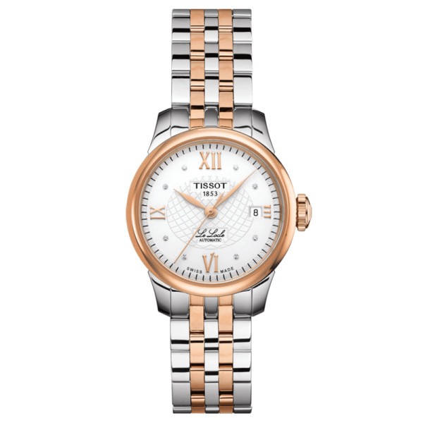 Montre Tissot T-Classic Le Locle Lady automatique cadran argent bracelet acier bicolore 25,3 mm