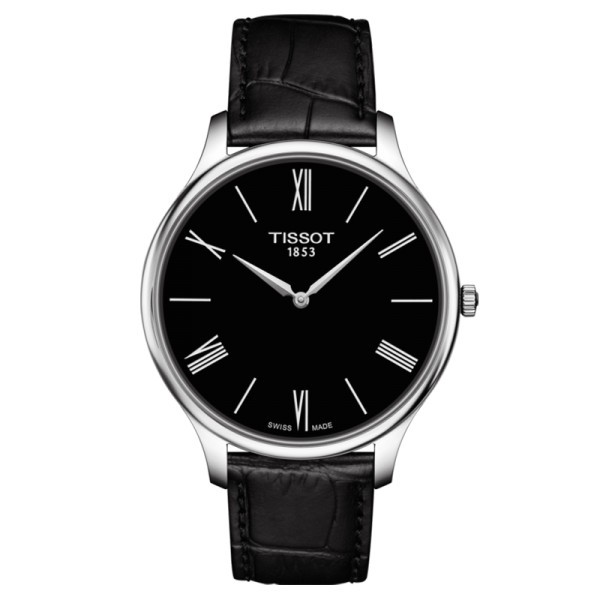 Montre Tissot T-Classic Tradition quartz cadran noir bracelet cuir noir 39 mm