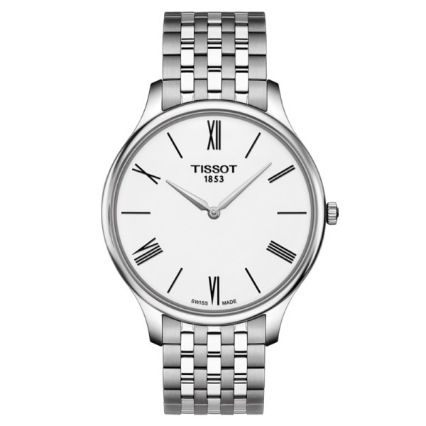 Montre Tissot T-Classic Tradition quartz cadran blanc bracelet acier 39 mm
