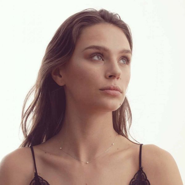 Collier Claverin Give Me Five en or blanc et perles blanches - PORTE