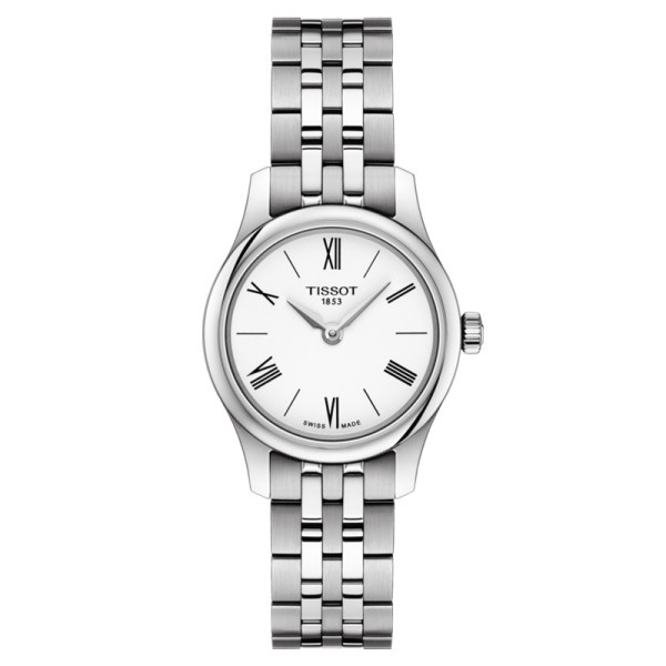 Montre Tissot T-Classic Tradition Lady quartz cadran blanc bracelet acier 25 mm