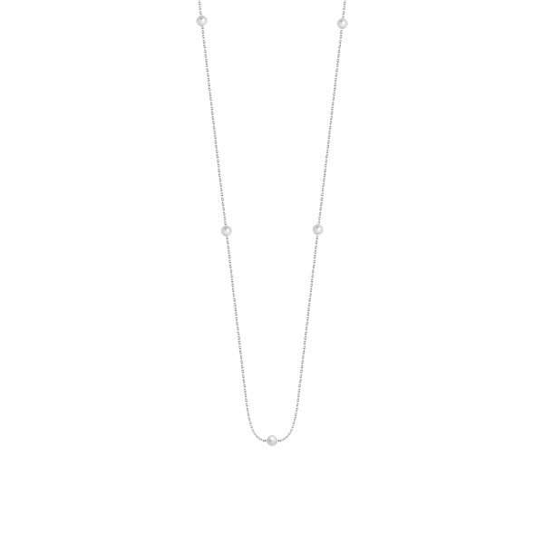 Collier Claverin Give Me Five en or blanc et perles blanches - SOLDAT