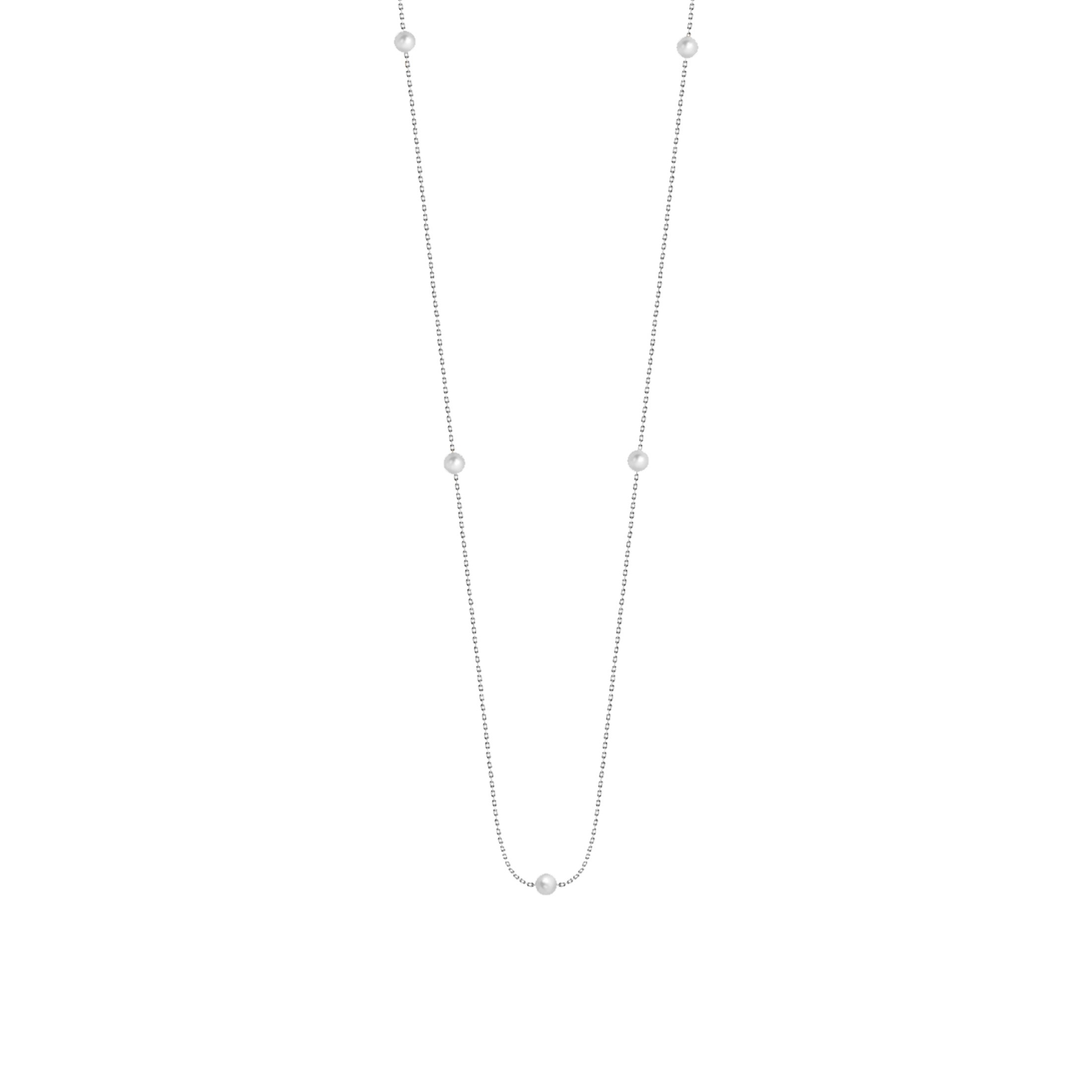 Collier Claverin Give Me Five en or blanc et perles blanches - SOLDAT
