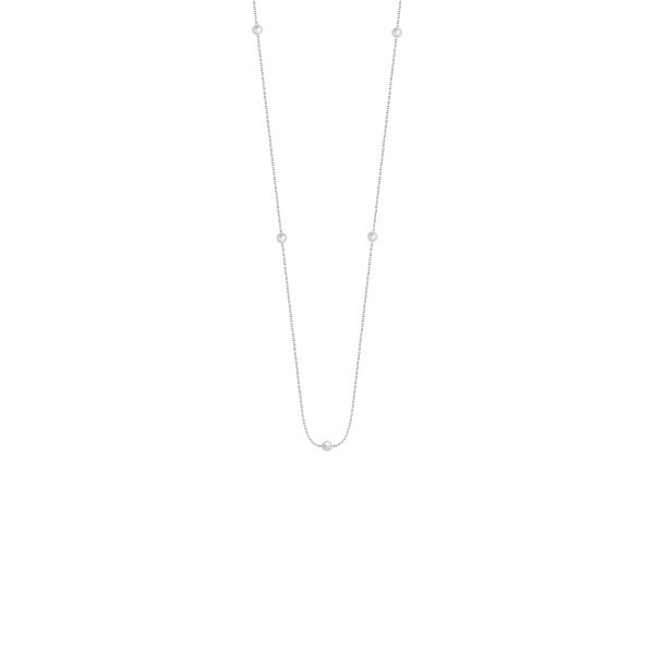 Collier Claverin Give Me Five en or blanc et perles blanches - SOLDAT PL