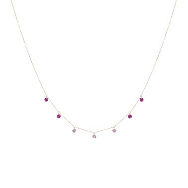 Collier La Brune et La Blonde Confetti Rose en or rose rubis et saphirs rose 0,90 carat - Soldat_PL