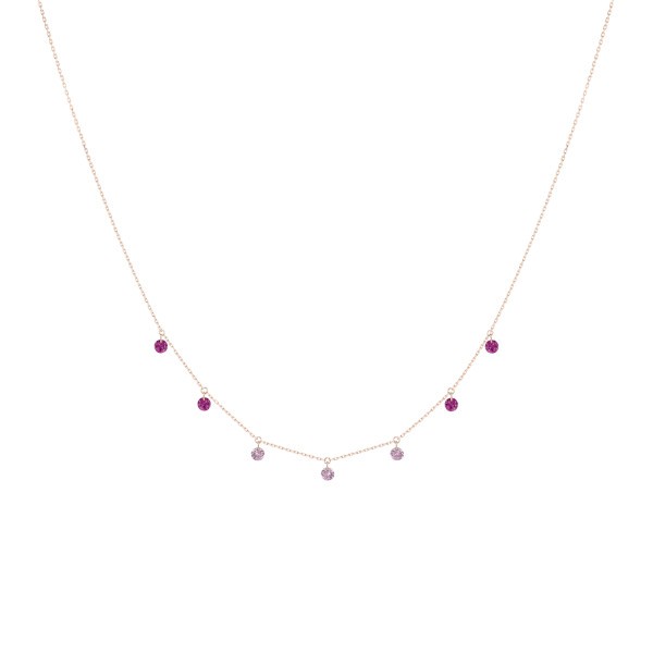 Collier La Brune et La Blonde Confetti Rose en or rose rubis et saphirs rose 0,90 carat - Soldat_PL