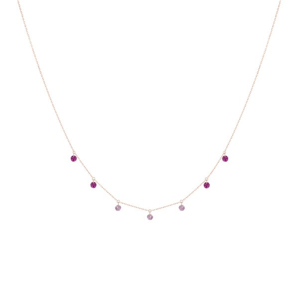 Collier La Brune et La Blonde Confetti Rose en or rose rubis et saphirs rose 0,90 carat