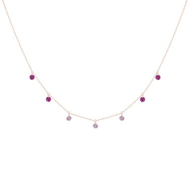Collier La Brune et La Blonde Confetti Rose en or rose rubis et saphirs rose 0,90 carat - Zoom