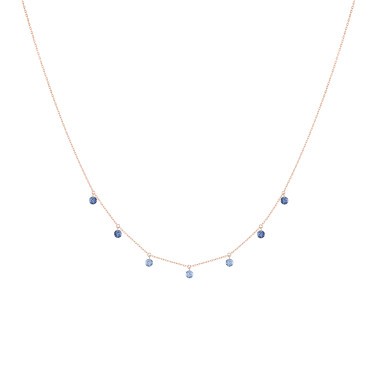 Collier La Brune et La Blonde Confetti Bleu en or rose et saphirs bleus 0,90 carat
