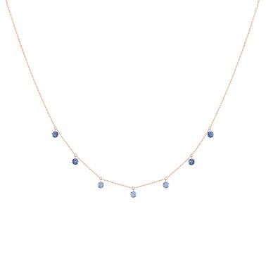 Collier La Brune et La Blonde Confetti Bleu en or rose et saphirs bleus 0,90 carat