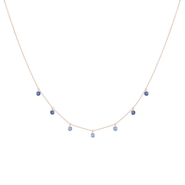 Collier La Brune et La Blonde Confetti Bleu en or rose et saphirs bleus 0,90 carat - Soldat