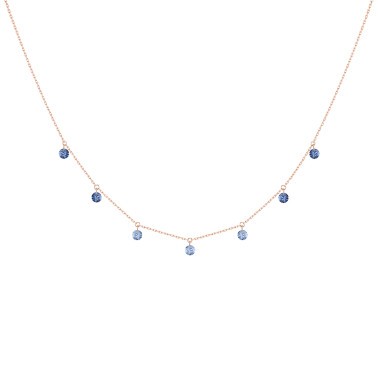 Collier La Brune et La Blonde Confetti Bleu en or rose et saphirs bleus 0,90 carat - Zoom