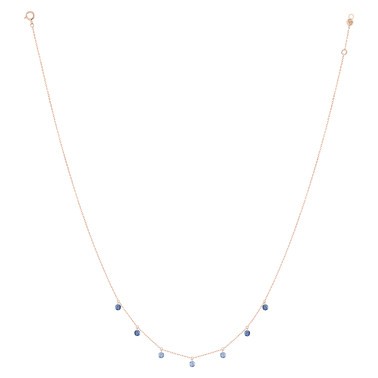 Collier La Brune et La Blonde Confetti Bleu en or rose et saphirs bleus 0,90 carat - Full
