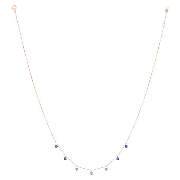 Collier La Brune et La Blonde Confetti Bleu en or rose et saphirs bleus 0,90 carat - Full