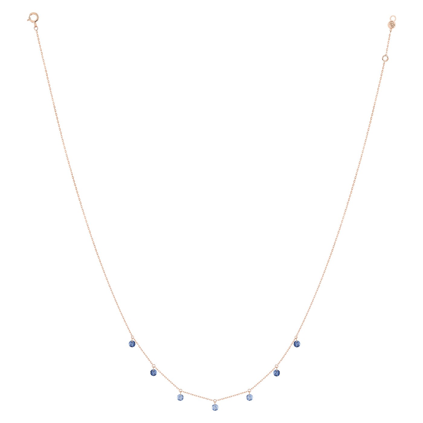 Collier La Brune et La Blonde Confetti Bleu en or rose et saphirs bleus 0,90 carat - Full