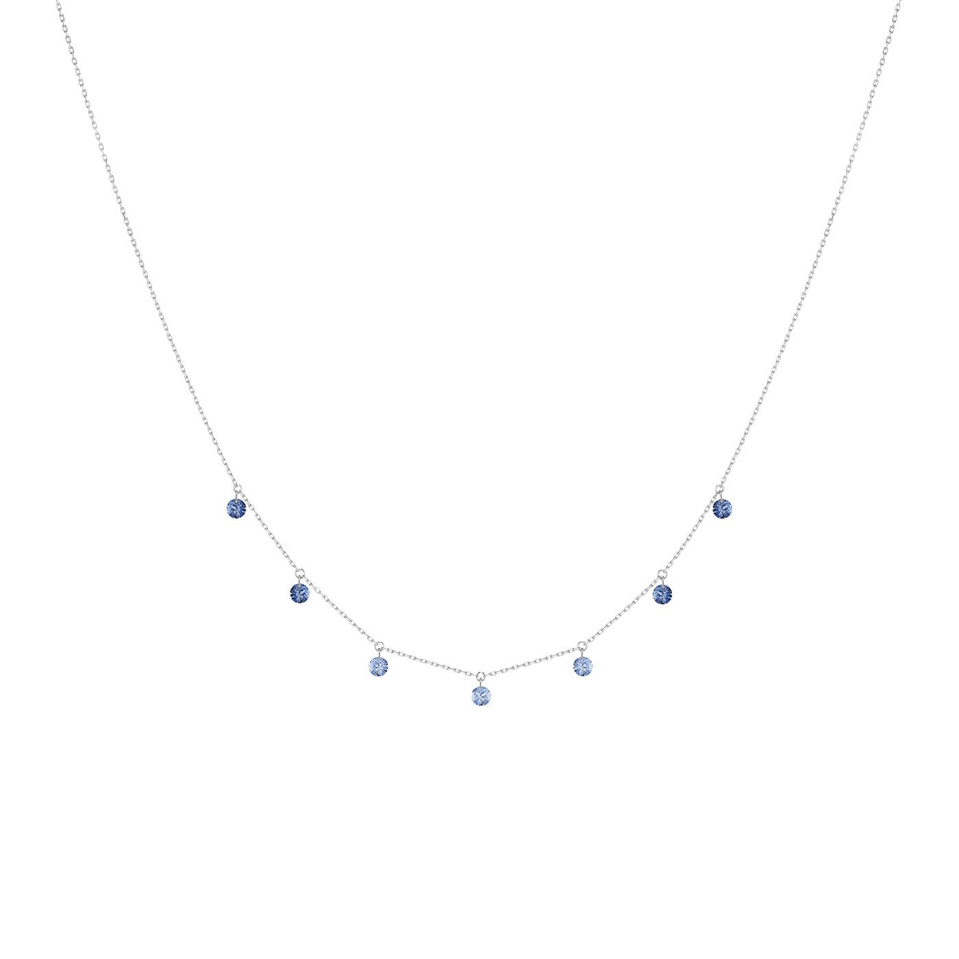 Collier La Brune et La Blonde Confetti Bleu en or blanc et saphirs bleus 0,90 carat - Soldat_PL