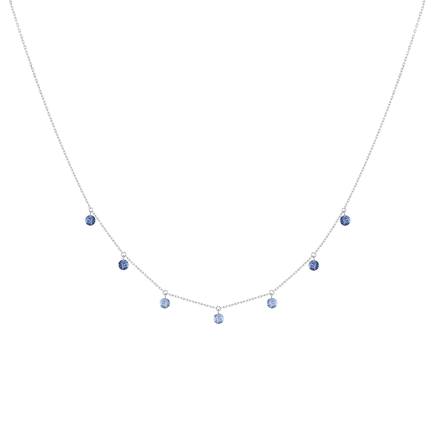 Collier La Brune et La Blonde Confetti Bleu en or blanc et saphirs bleus 0,90 carat - Soldat