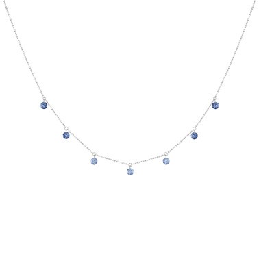 Collier La Brune et La Blonde Confetti Bleu en or blanc et saphirs bleus 0,90 carat - Zoom