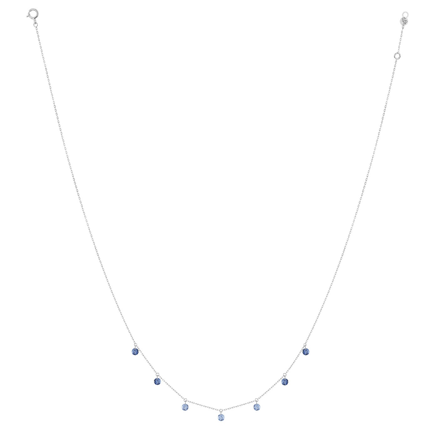 Collier La Brune et La Blonde Confetti Bleu en or blanc et saphirs bleus 0,90 carat - Full