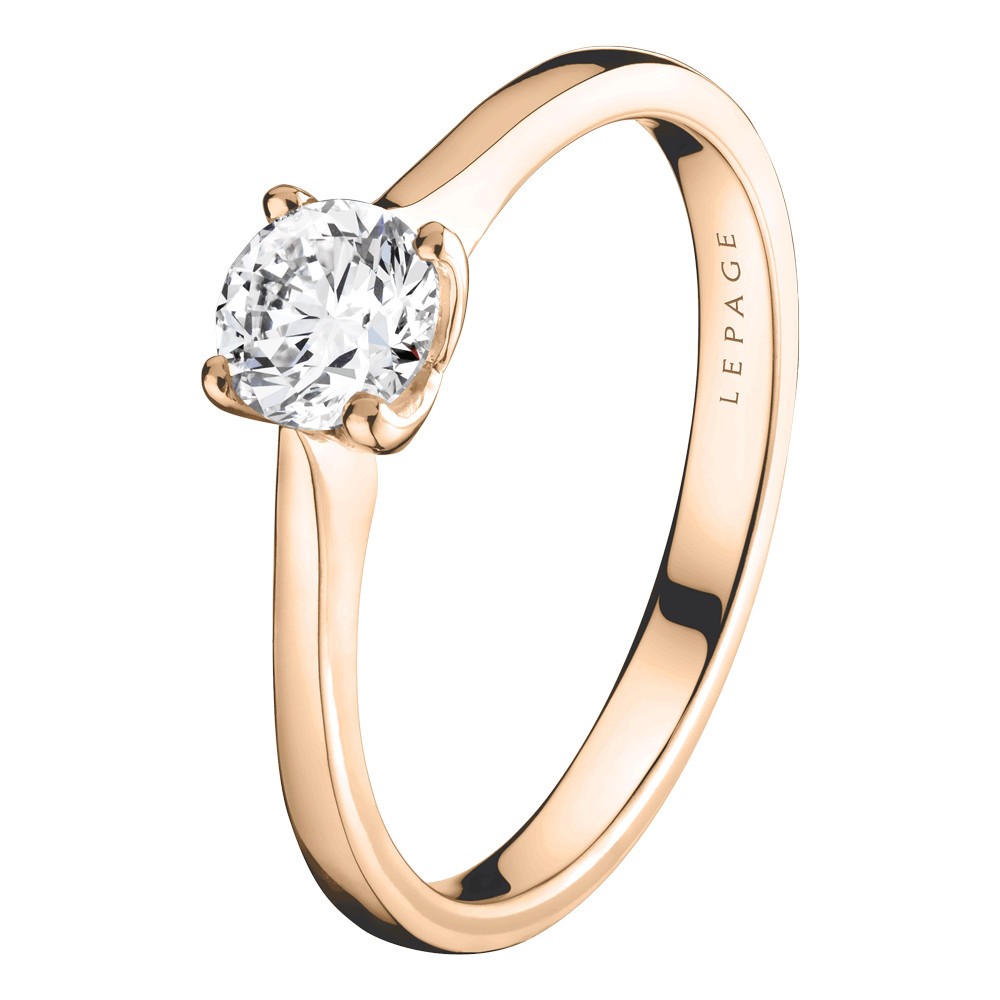 Solitaire Lepage Désir en or rose diamant