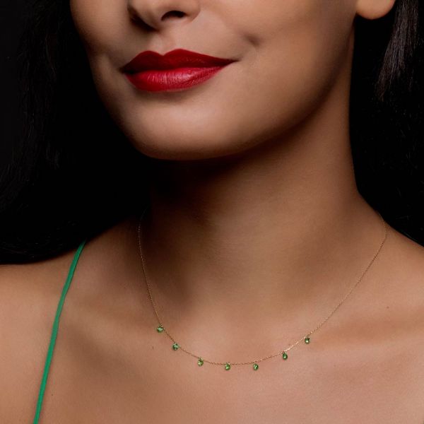 Collier La Brune et La Blonde Confetti Vert en or jaune et tsavorites 0,90 carat