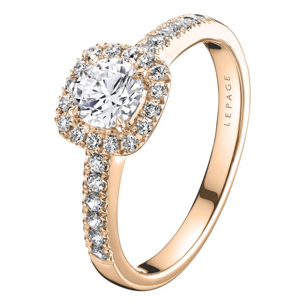 Solitaire Lepage Madame Rose en or rose diamants
