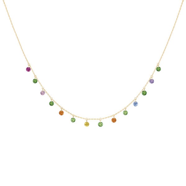 Collier La Brune et La Blonde Confetti Pop en or jaune et pierres précieuses 1,80 carat - Zoom