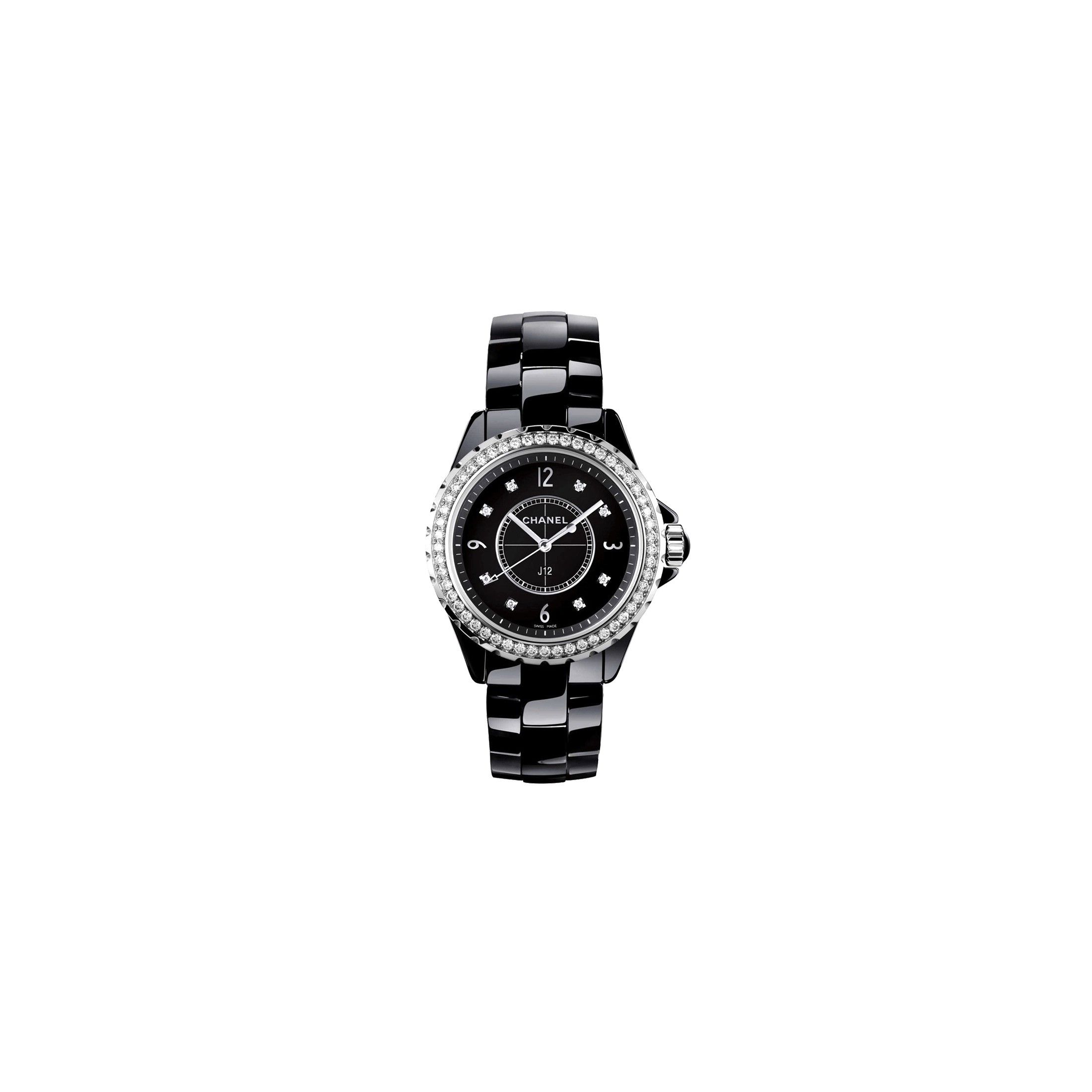 Montre Chanel J12 quartz céramique noire diamants H3108 - Lepage