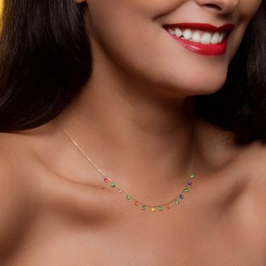 Collier La Brune et La Blonde Confetti Pop en or jaune et pierres précieuses 1,80 carat - Porte