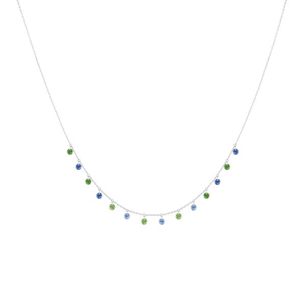 Collier La Brune et La Blonde Confetti Rio en or blanc saphirs bleus et tsavorites 1,80 carat - Soldat_PL