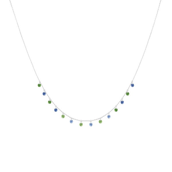 Collier La Brune et La Blonde Confetti Rio en or blanc saphirs bleus et tsavorites 1,80 carat