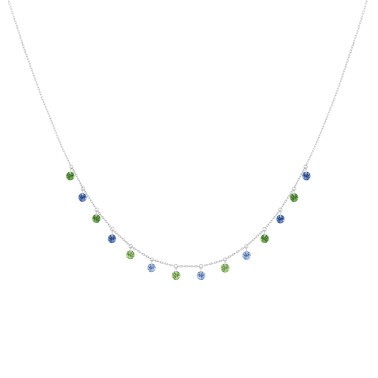 Collier La Brune et La Blonde Confetti Rio en or blanc saphirs bleus et tsavorites 1,80 carat - Soldat