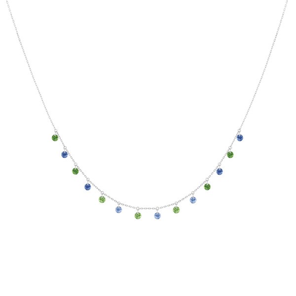 Collier La Brune et La Blonde Confetti Rio en or blanc saphirs bleus et tsavorites 1,80 carat - Soldat