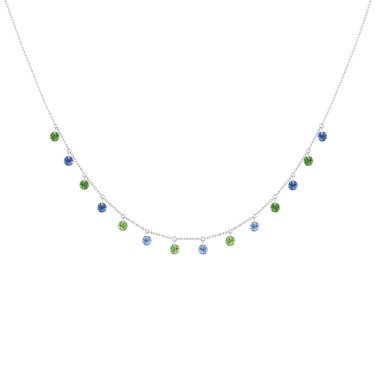 Collier La Brune et La Blonde Confetti Rio en or blanc saphirs bleus et tsavorites 1,80 carat - Zoom