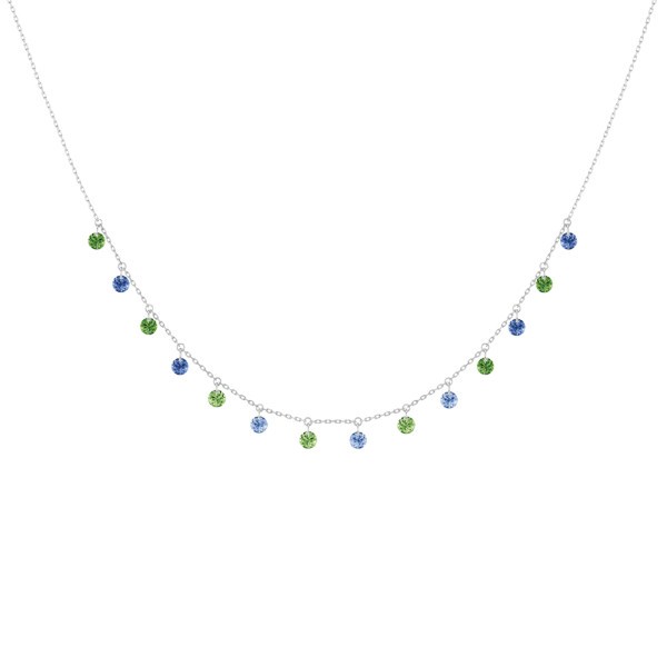 Collier La Brune et La Blonde Confetti Rio en or blanc saphirs bleus et tsavorites 1,80 carat - Zoom