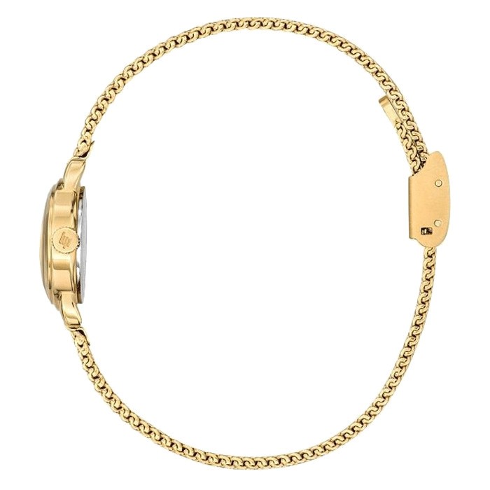 Montre Lip Henriette quartz cadran argent bracelet maille milanaise dorée 18,5 mm
