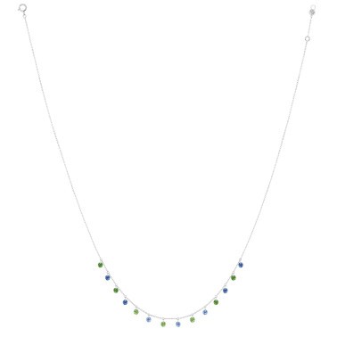Collier La Brune et La Blonde Confetti Rio en or blanc saphirs bleus et tsavorites 1,80 carat - Full